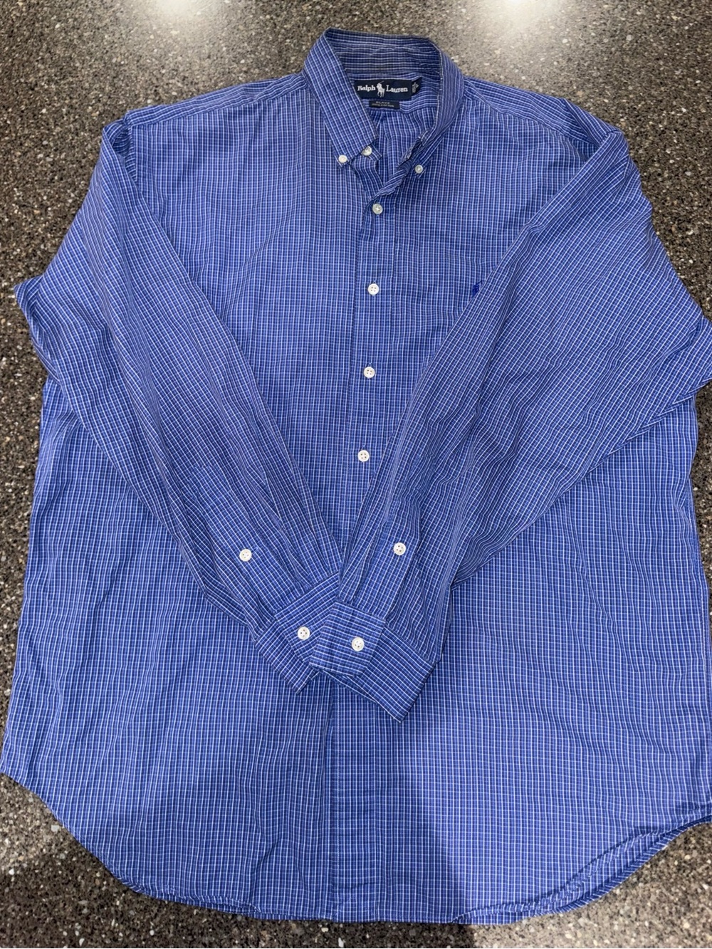 Ralph Lauren Blake Mens Blue Windowpane Button Down Shirt Size L 100% Cotton